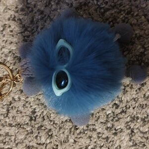 Cute Fluffy Keychain with Gold Accents